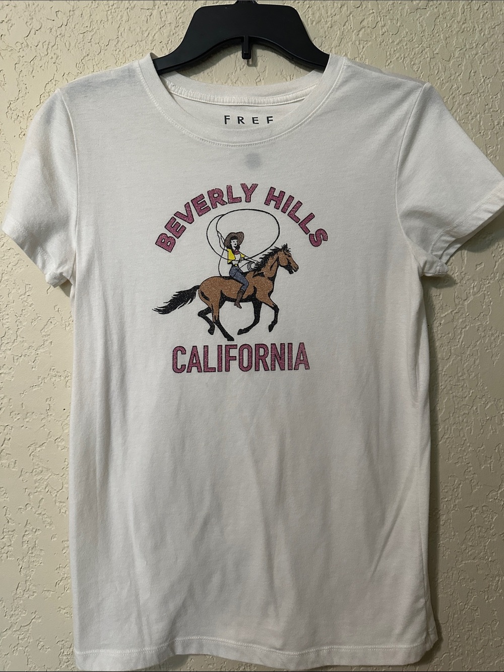 Free State White Beverly Hills California Graphic Tee with Brown Horse